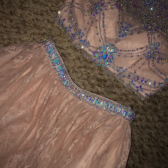 NWT Sherri Hill Blush Beaded Two Piece Skirt - Picture 3 of 6